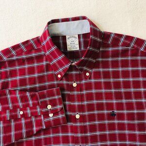 Brooks Brothers Regent Fit Men's Size Large Oxford Plaid Button Up Shirt